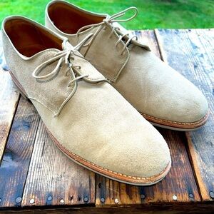 Allen Edmonds USA Vintage Nomad Suede Plain Toe Derby Beige Sz 11B